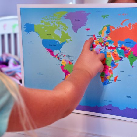Colorful laminated Childs world map